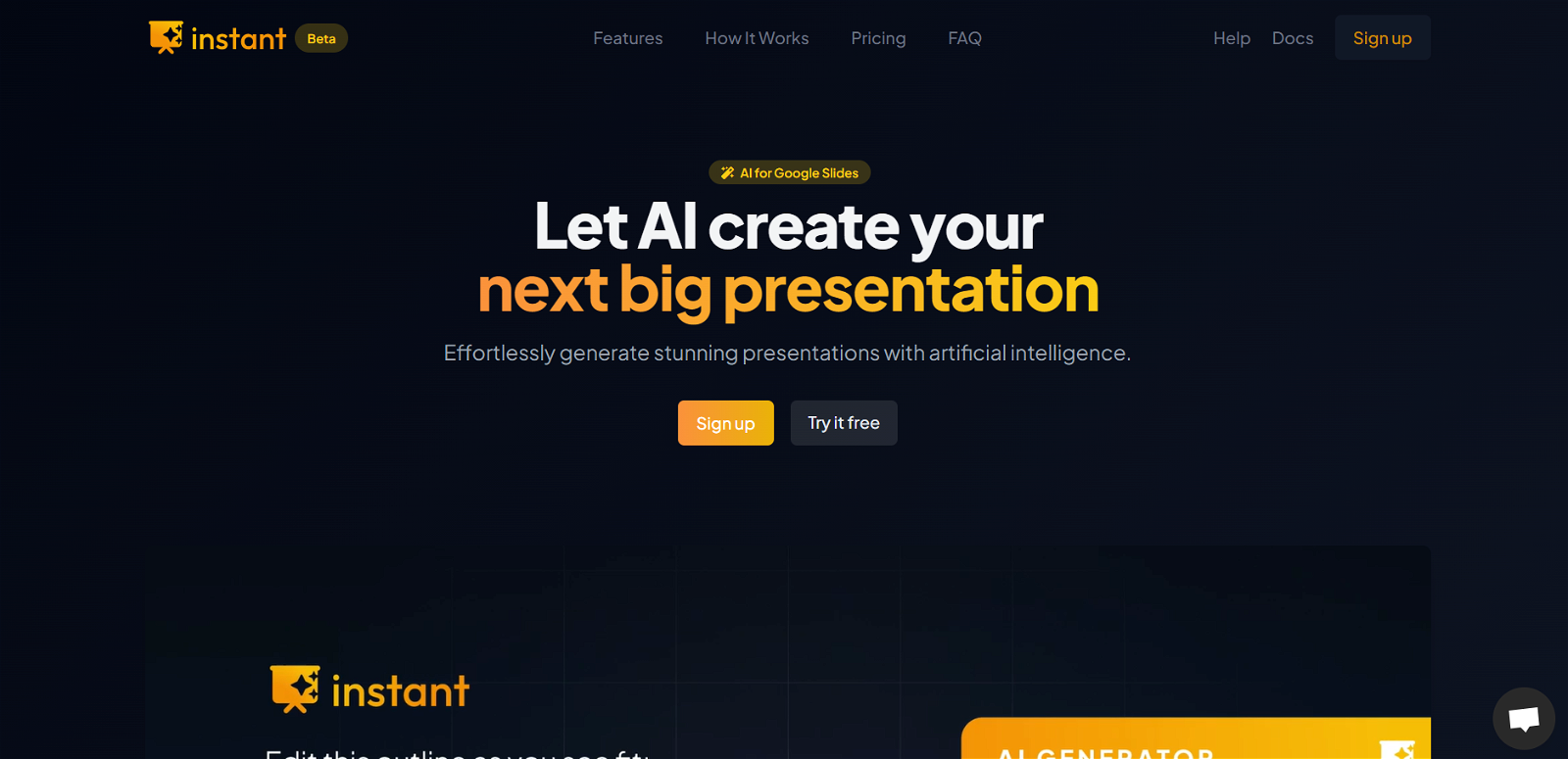 Instant AI：一流的AI幻灯片生成器